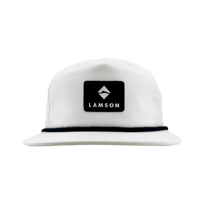 Flat Bill Rope Cap - White With Navy Rope